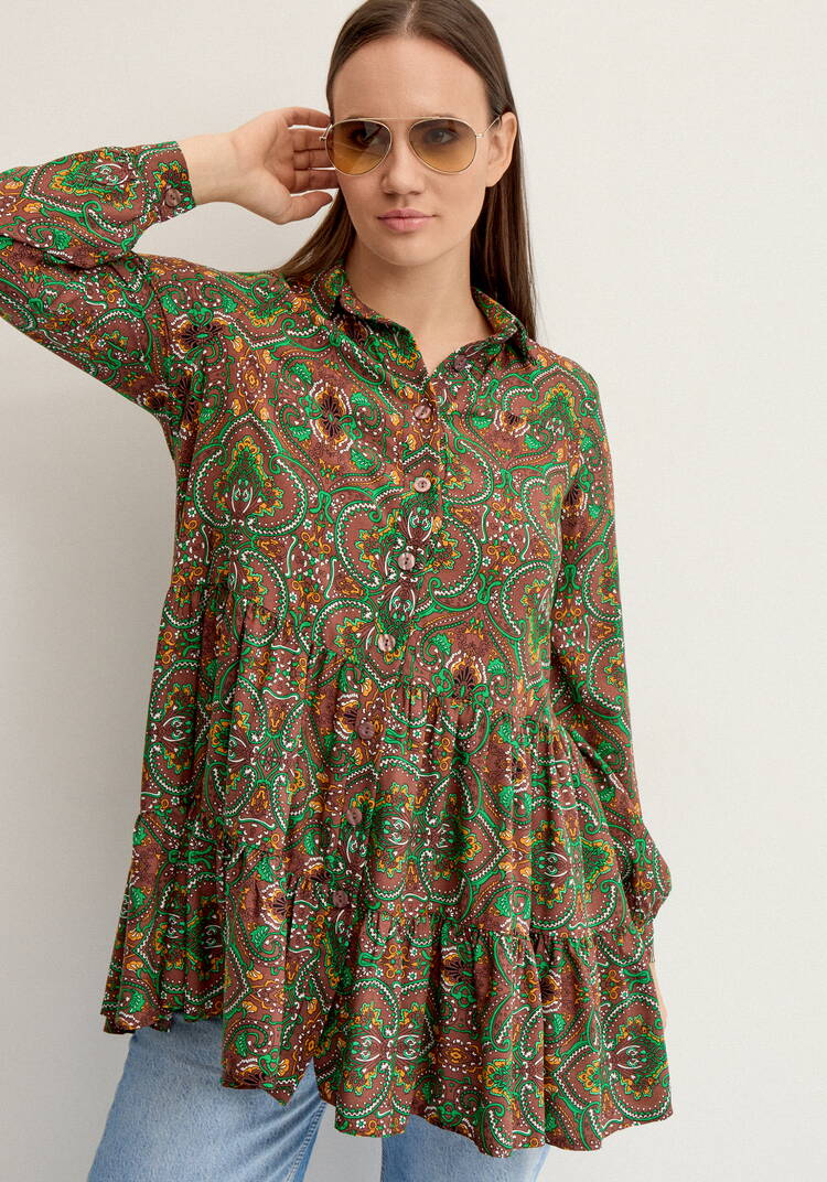 Блуза А-силуэта с ярусами шир.  750, рис. 27