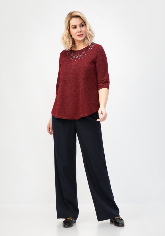 Блуза с декором из страз по горловине шир.  580, рис. 30