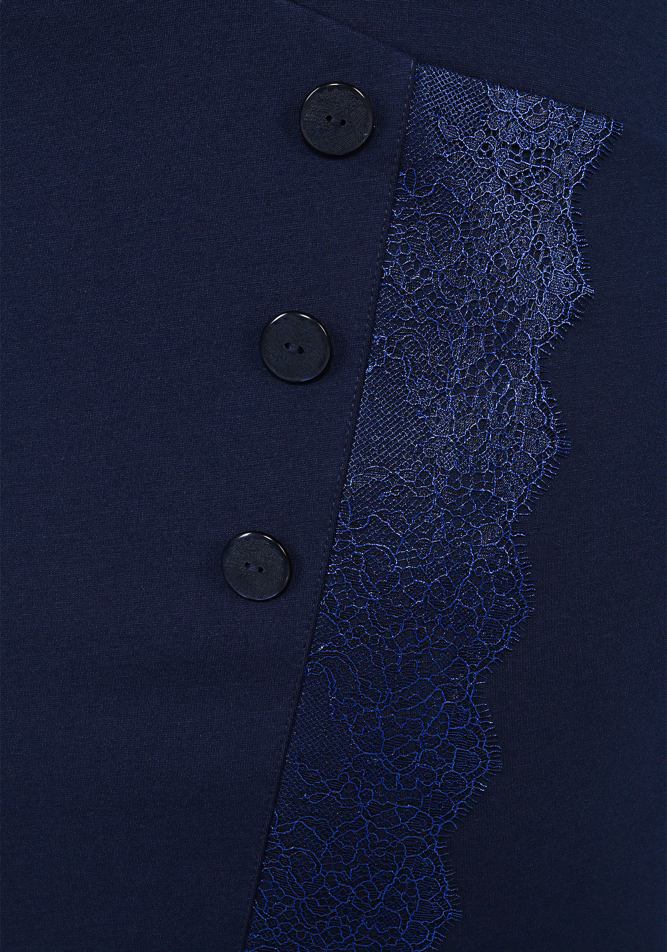 Юбка с декоративными пуговицами и кружевом GalaGrosso, размер 50, цвет темно-синий - фото 4