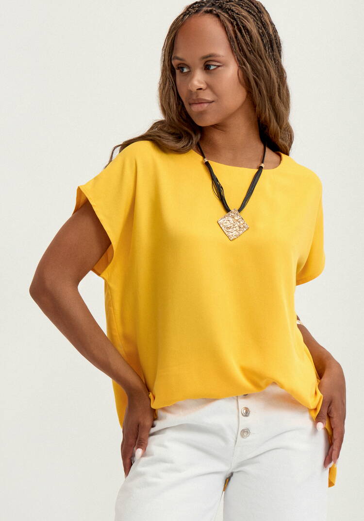 Блуза с коротким рукавом однотонная шир.  750, рис. 9