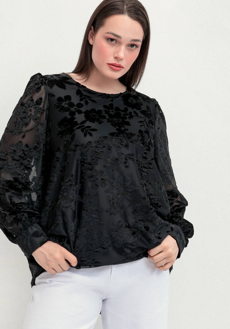 Блуза с цветами из бархата шир.  750, рис. 25