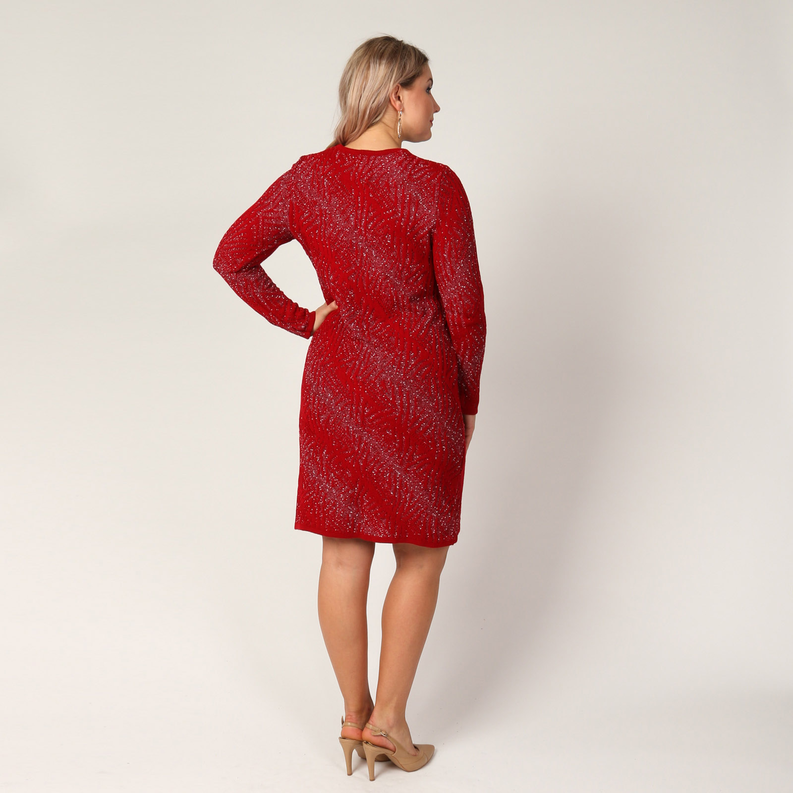 Платье-миди с круглым вырезом VeraVo, цвет красный, размер 60 - фото 8