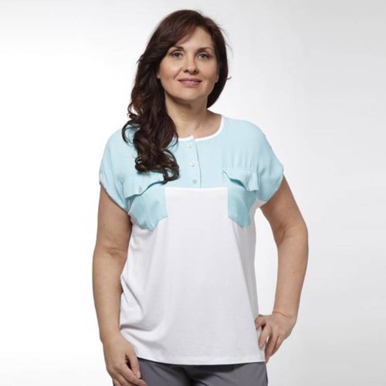 Блуза двухцветная с карманами шир.  750, рис. 1