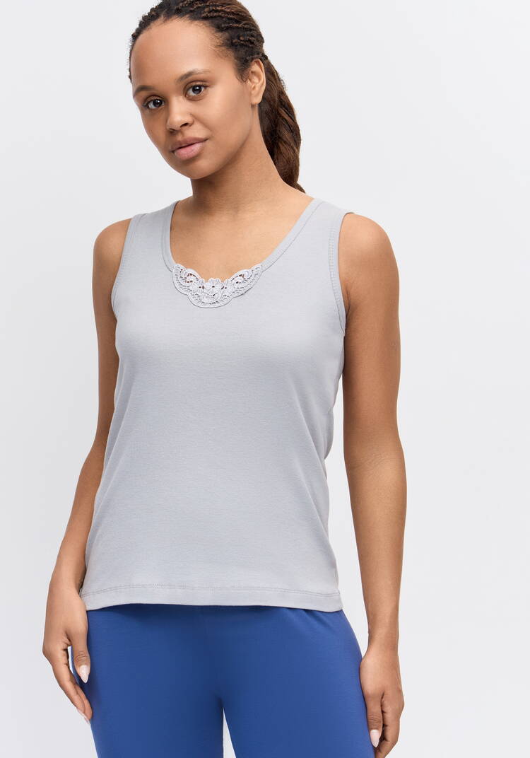 Майка из хлопка с кружевным шитьем шир.  750, рис. 1