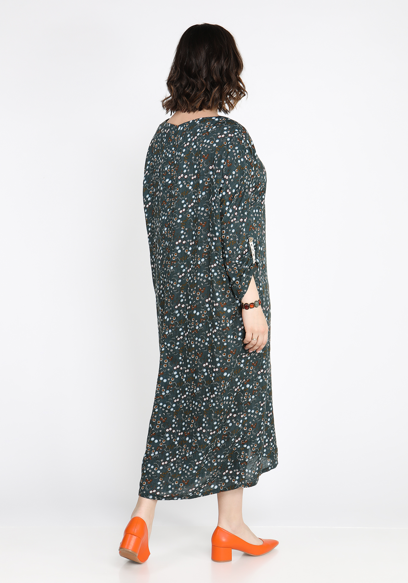 Платье свободное с принтом "Натали" Frida, размер 58, цвет зелёный - фото 2