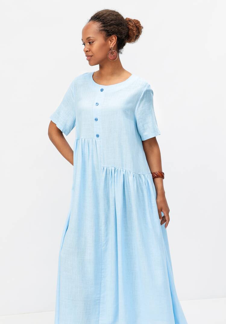 Платье с декоративной планкой и пуговицами шир.  750, рис. 10