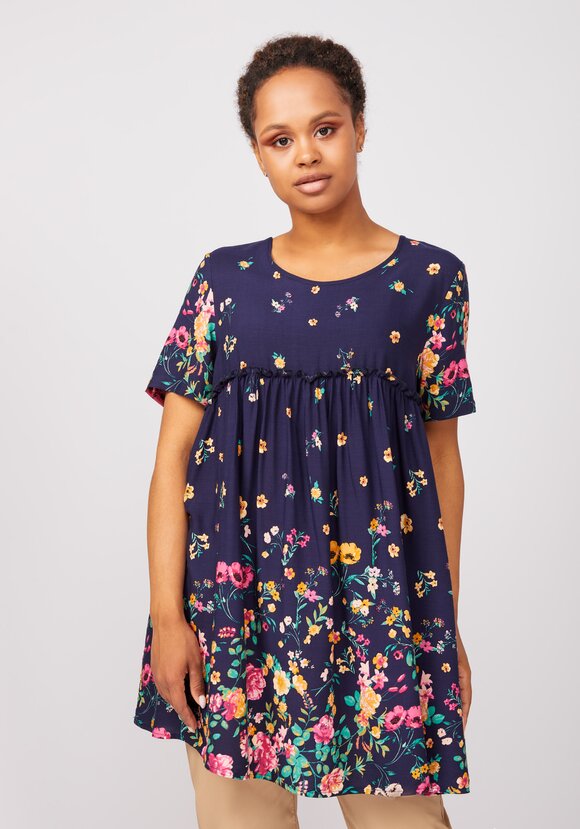 Туника с цветочным принтом свободного кроя шир.  580, рис. 9