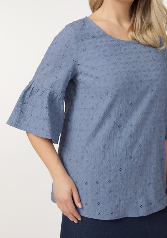 Блуза из шитья с воланом по низу рукава шир.  580, рис. 19