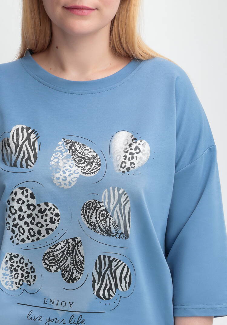 Блуза с принтом Сердца шир.  750, рис. 17