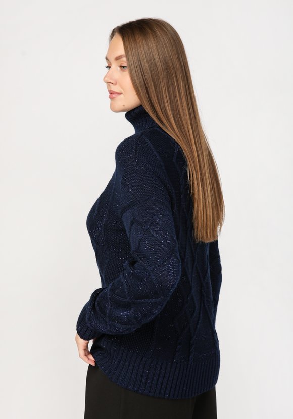 Свитер женский в технике араны с метанитью шир.  580, рис. 9