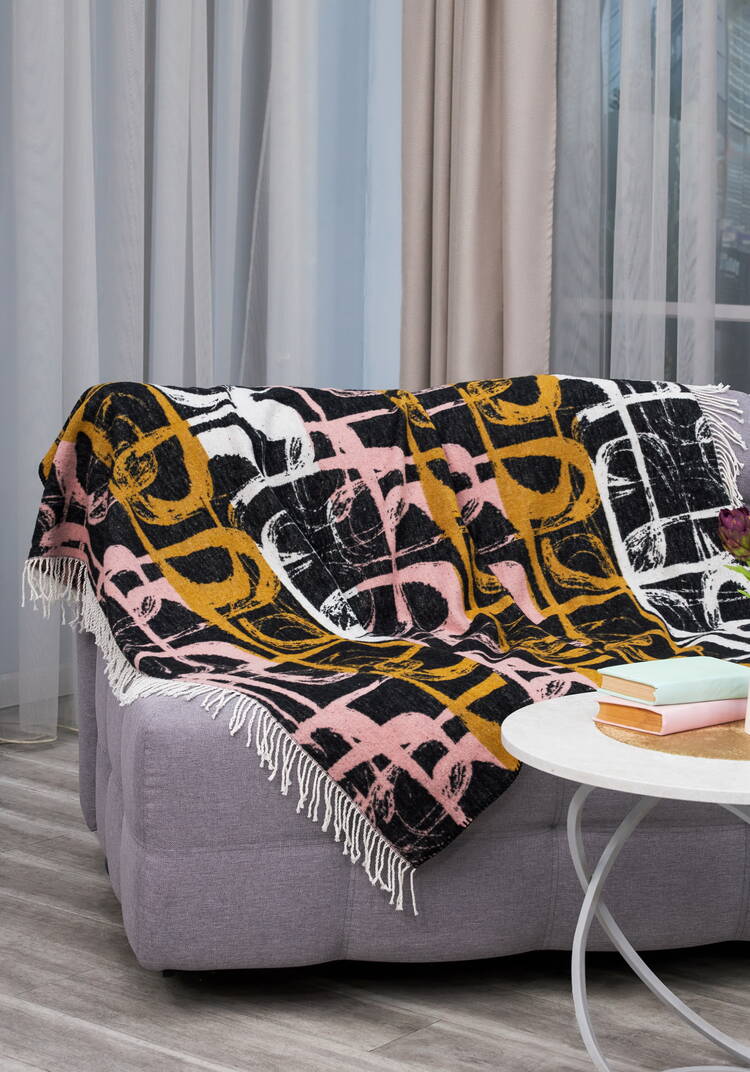 Плед с бахромой Хлопковый жаккард шир.  750, рис. 2