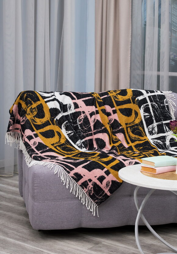 Плед с бахромой Хлопковый жаккард шир.  580, рис. 2