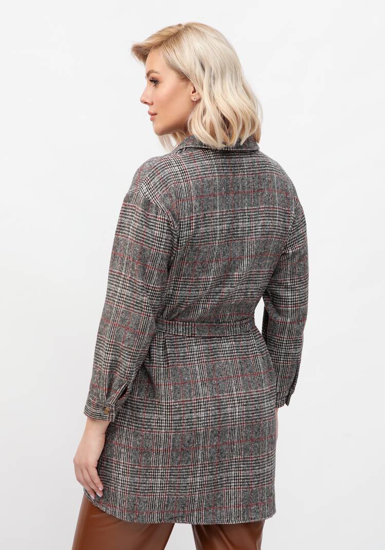 Рубашка в клетку удлиненная с поясом шир.  750, рис. 3