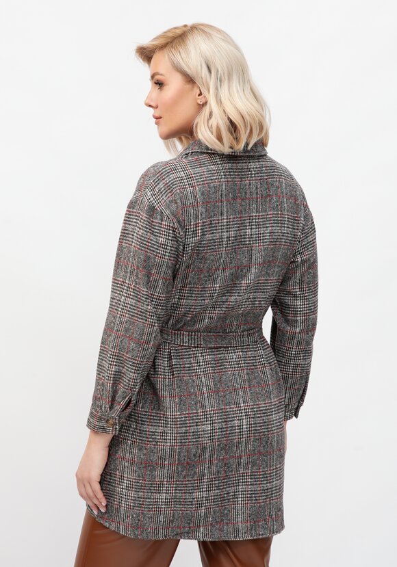 Рубашка в клетку удлиненная с поясом шир.  580, рис. 3