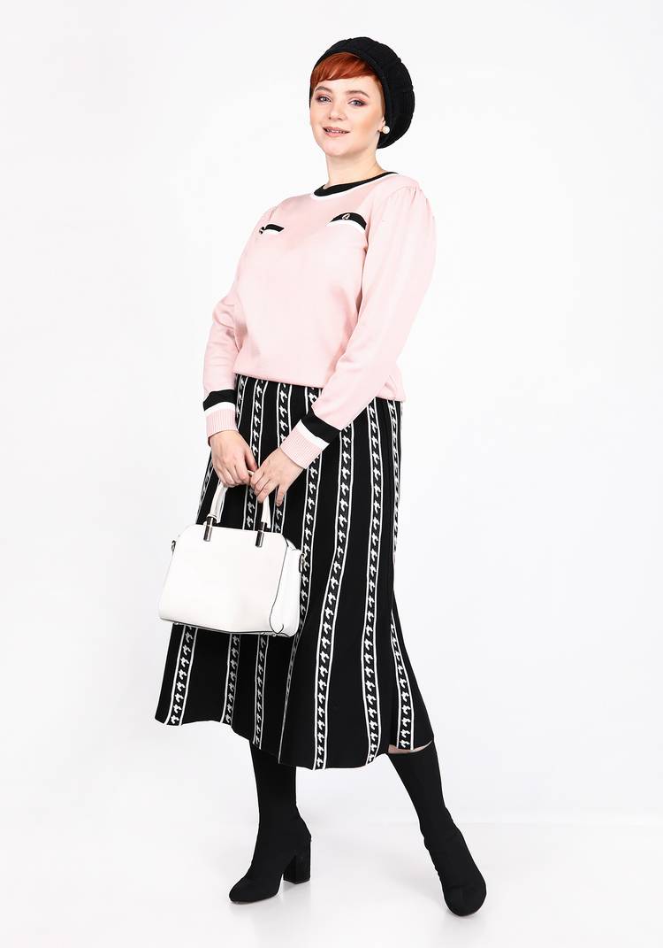 Юбка с вертикальным рисунком пье-де-пуль шир.  750, рис. 3