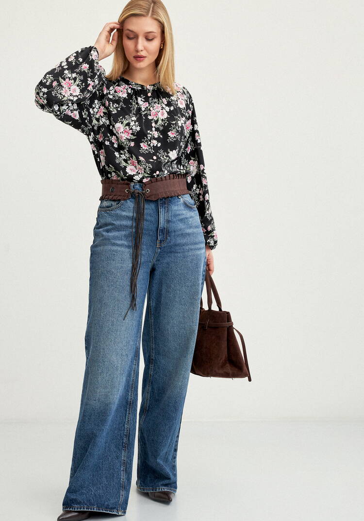 Блуза с цветочным принтом на пугoвицах шир.  750, рис. 17