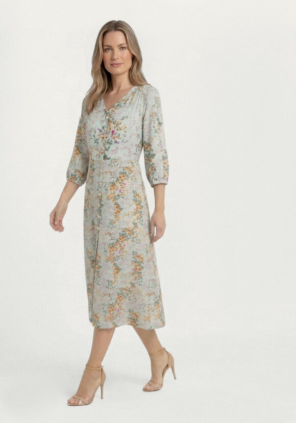 Платье с цветочным принтом на пуговицах шир.  580, рис. 5