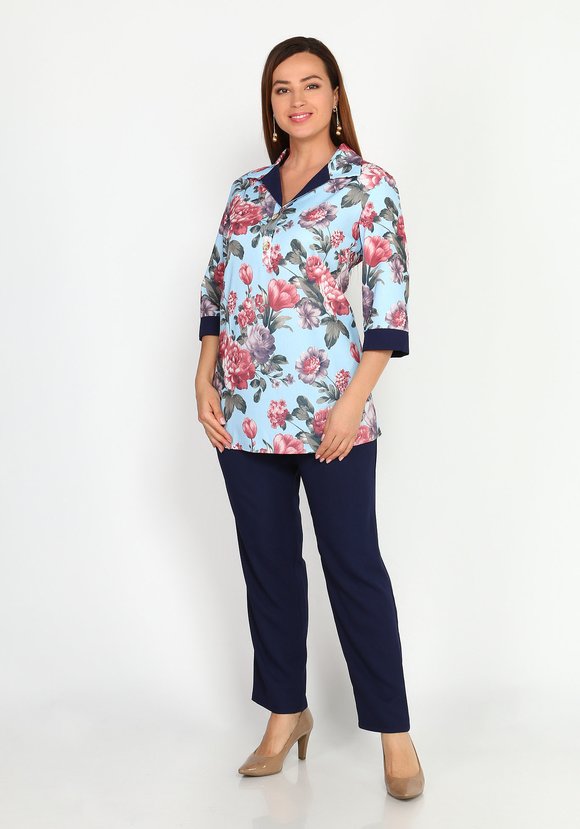 Костюм: брюки и блуза с отложным воротом шир.  580, рис. 2