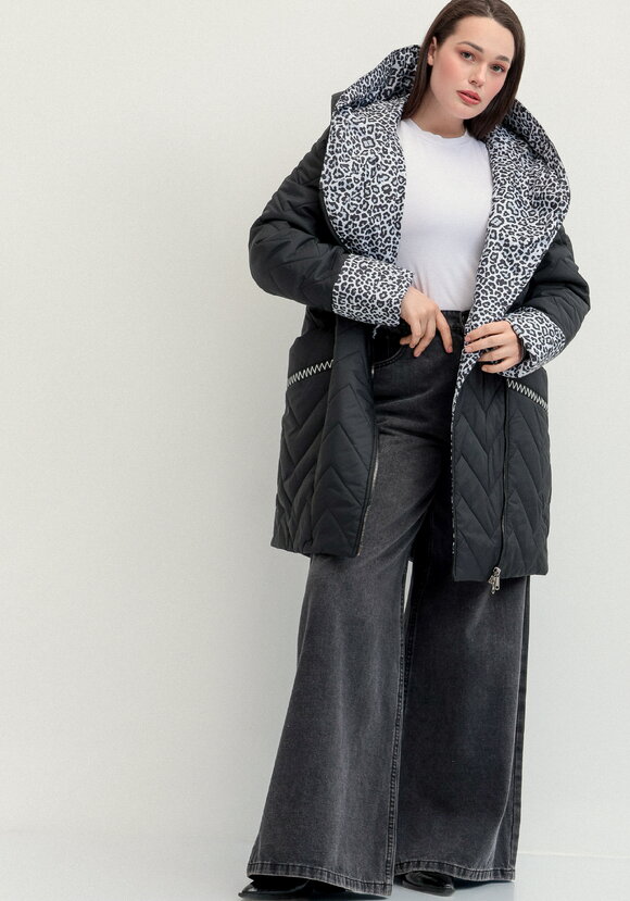 Куртка стеганая с анималистичным принтом шир.  580, рис. 28