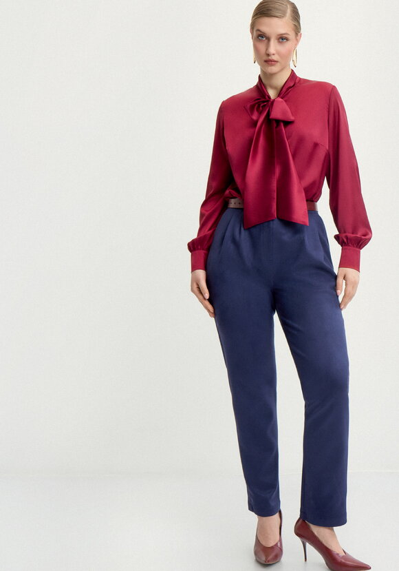 Блуза шелковая на пуговицах с бантом шир.  580, рис. 2