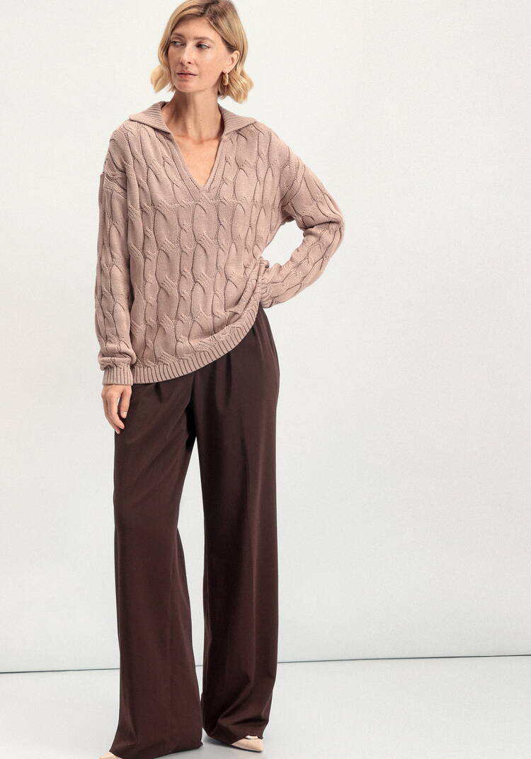 Джемпер с косами и воротником-поло шир.  750, рис. 17