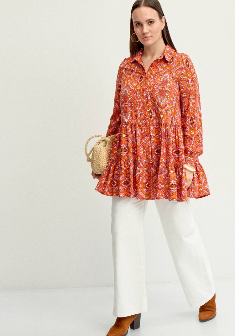 Блуза А-силуэта с ярусами шир.  750, рис. 7