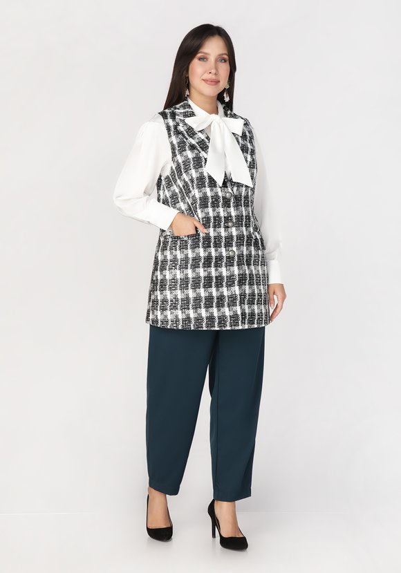 Жилет на пуговицах с карманами из твида шир.  580, рис. 12