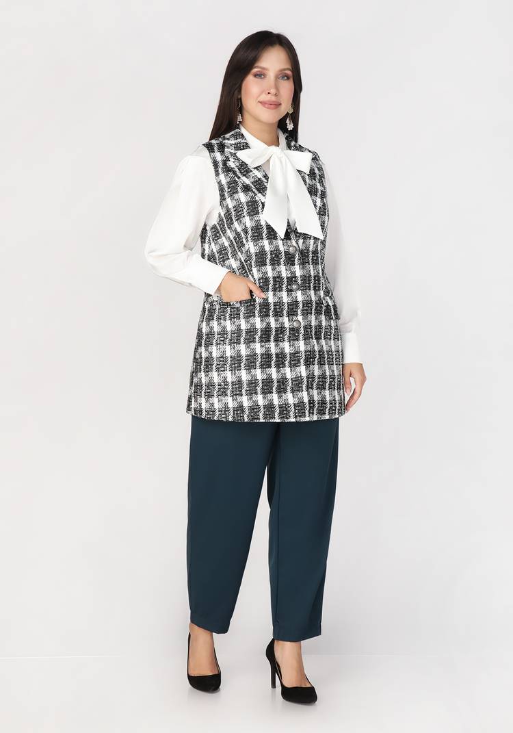 Жилет на пуговицах с карманами из твида шир.  750, рис. 12