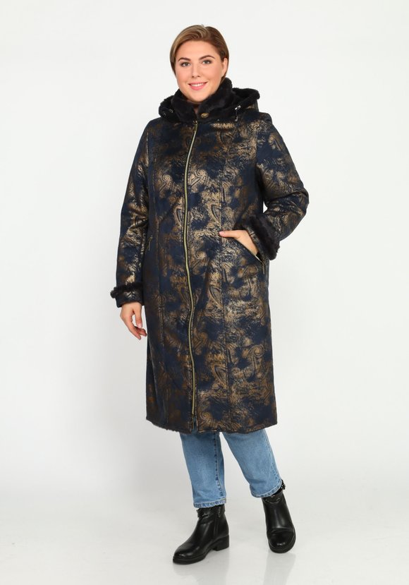 Дубленка на молнии с капюшоном и карманами шир.  580, рис. 1