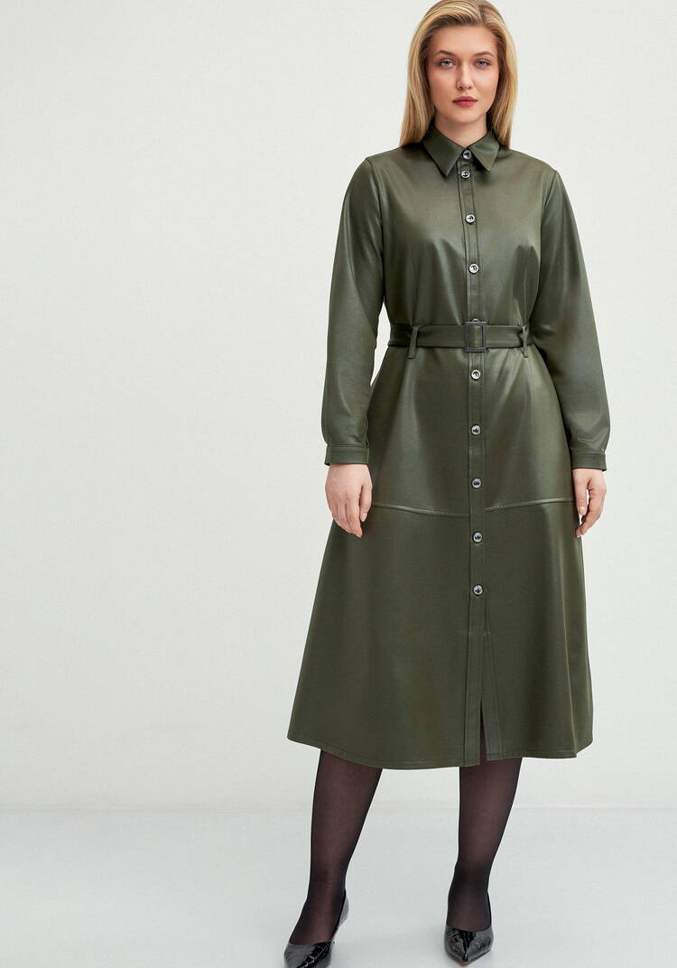 Платье-рубашка трикотажное под кожу шир.  750, рис. 4