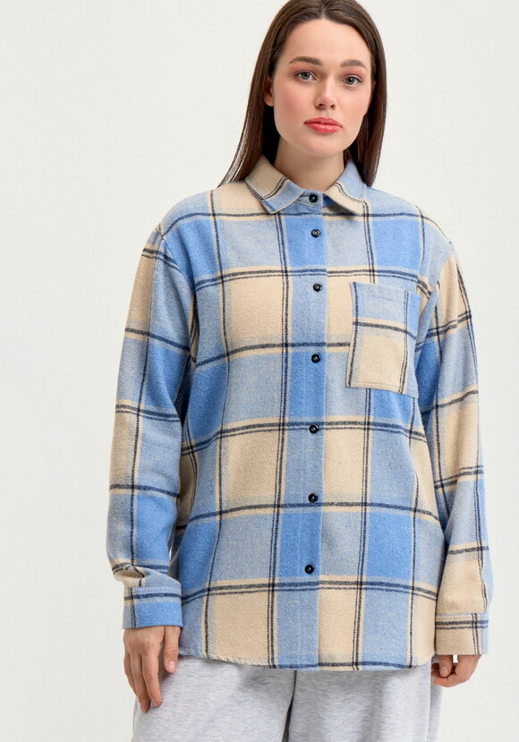 Рубашка в клетку с накладным карманом шир.  580, рис. 36