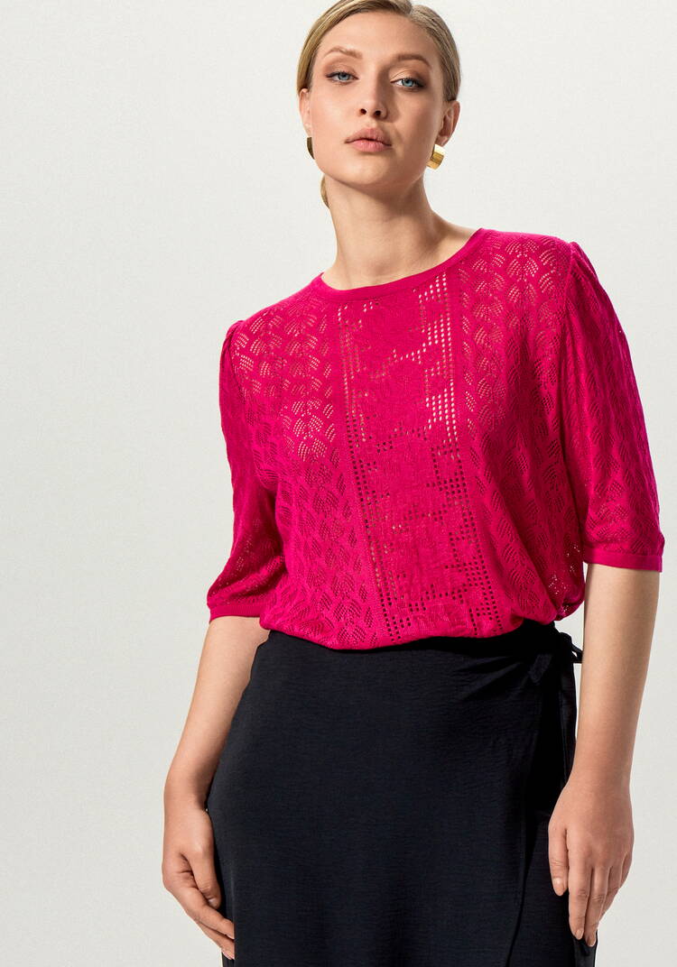 Джемпер с ажурным рисунком и защипами шир.  750, рис. 9