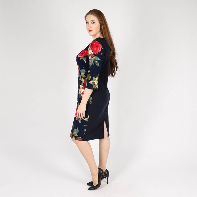 Платье с круглым вырезом и цветочным принтом шир.  750, рис. 2