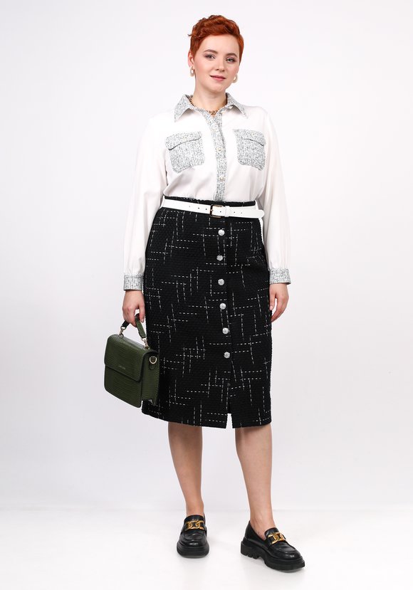 Блуза комбинированная с накладными карманами шир.  580, рис. 5