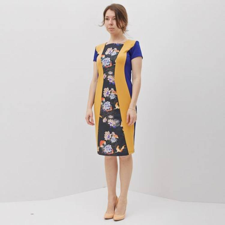 Платье с цветочным принтом и боковыми вставками шир.  750, рис. 2