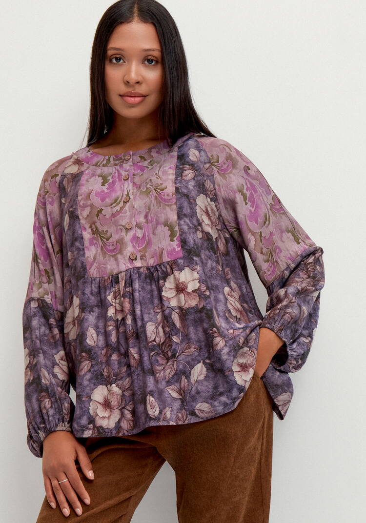 Блуза  с комбинированным принтом шир.  750, рис. 17