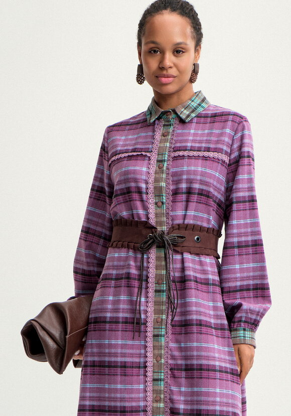 Платье-рубашка в клетку на пуговицах шир.  580, рис. 2