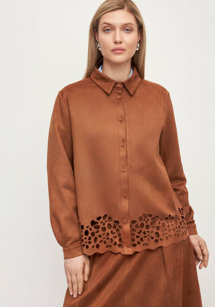 Рубашка замшевая с ажурным узором Веста шир.  750, рис. 4