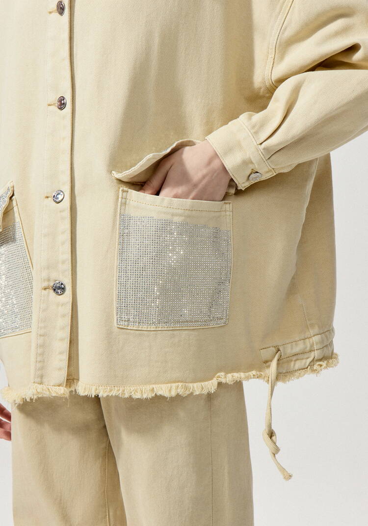 Джинсовая куртка со стразами на карманах шир.  750, рис. 23