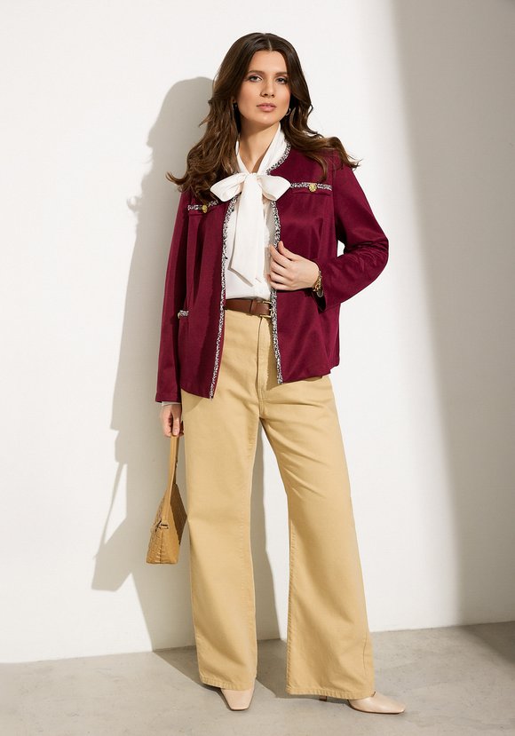 Жакет с тесьмой и декоративными пуговицами шир.  580, рис. 5