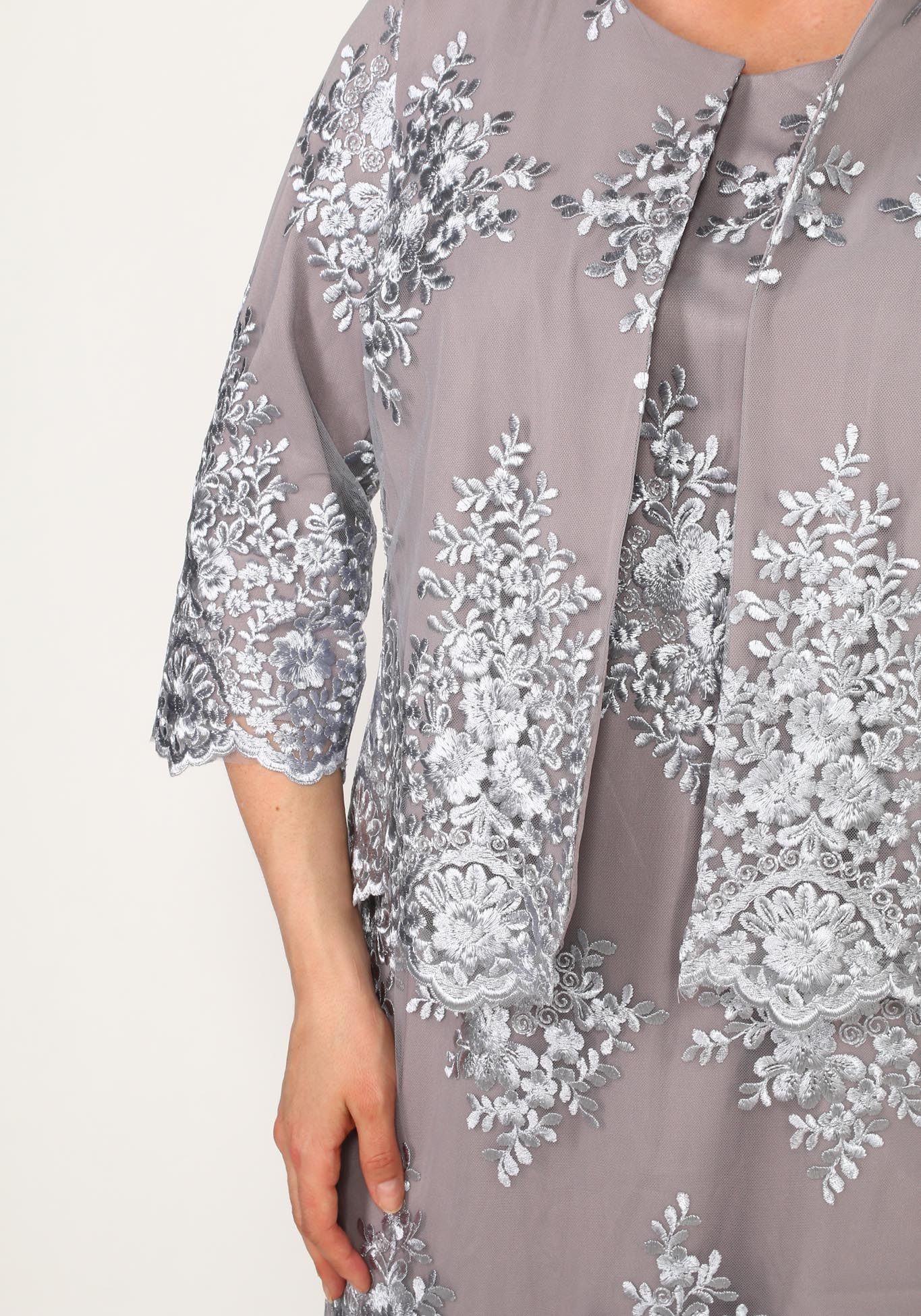 Костюм кружевной: платье и жакет Bel Fiore, размер 54, цвет фиолетовый - фото 7