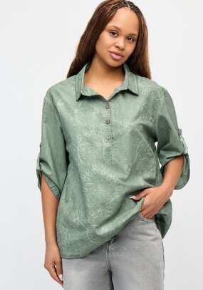 Рубашка с рукавом 3/4 и цветочным узором