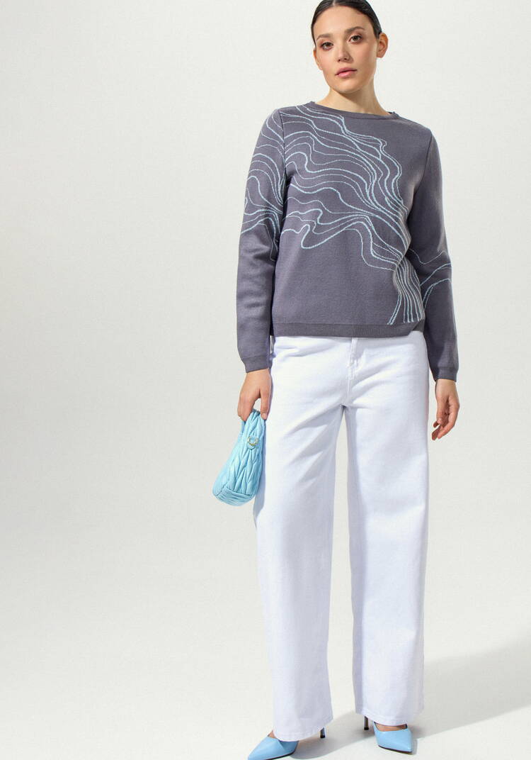 Джемпер с абстрактным рисунком Волны шир.  750, рис. 7