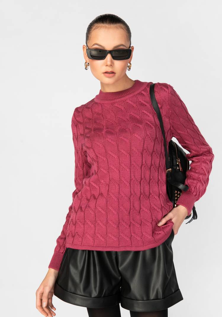 Пуловер женский с косами шир.  750, рис. 1