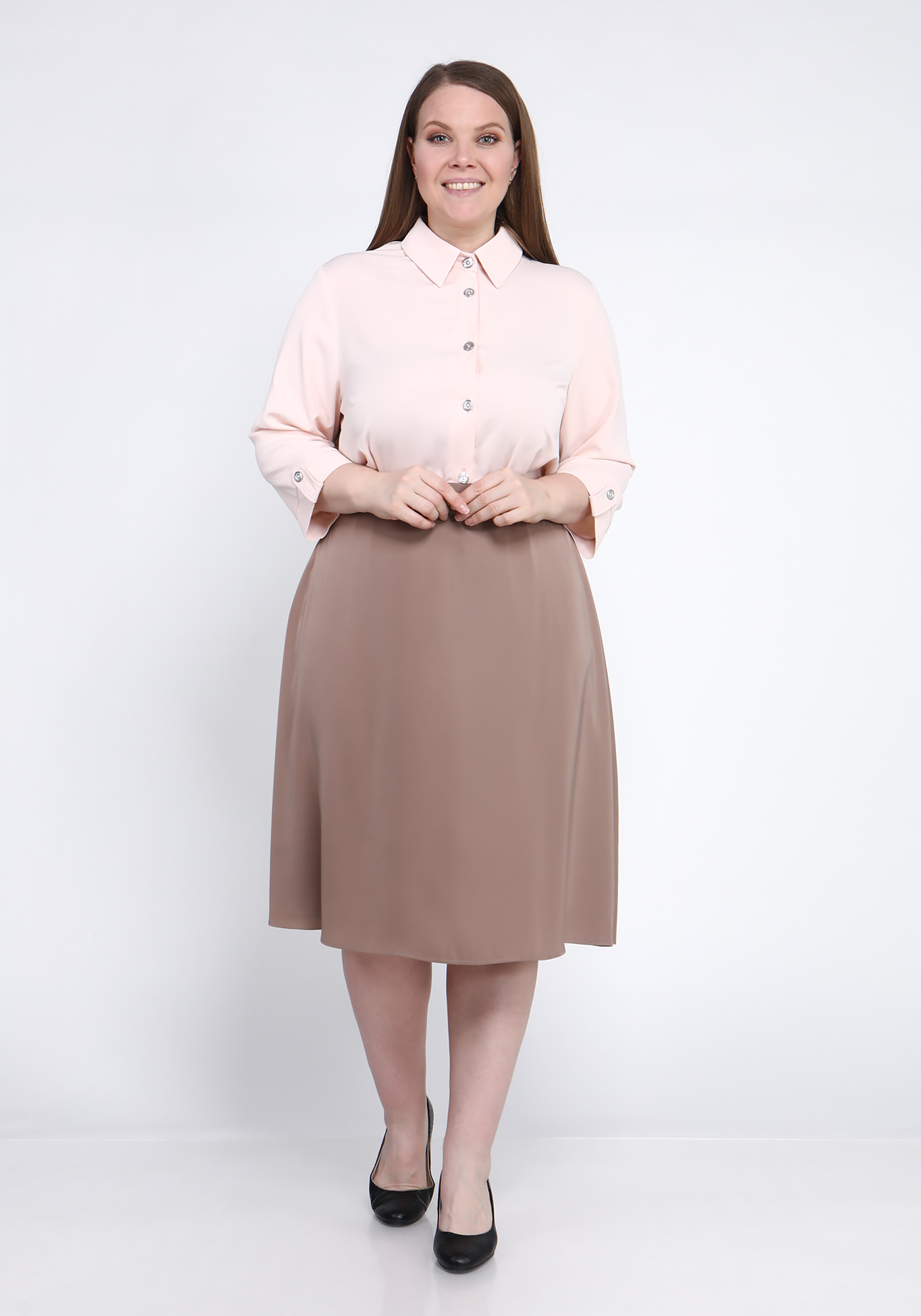 Блуза необычного кроя Bianka Modeno, размер 58, цвет пудровый - фото 10