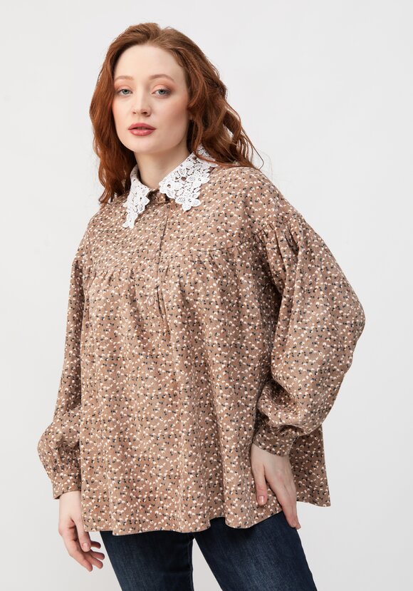 Блуза с цветочным принтом и воротником шир.  580, рис. 1