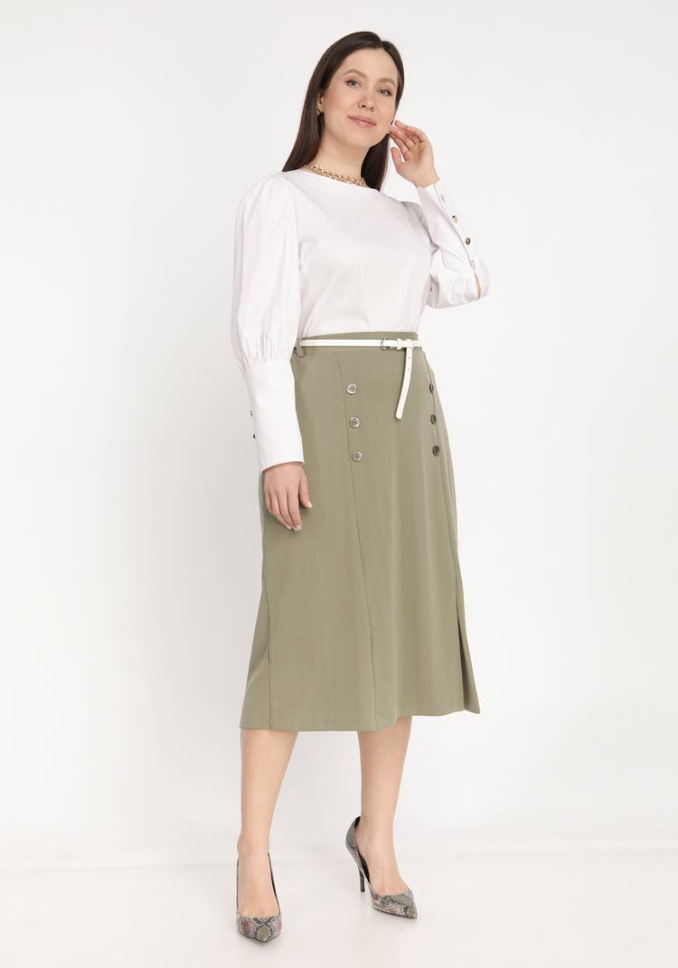 Юбка с декоративными пуговицами и разрезом шир.  750, рис. 8