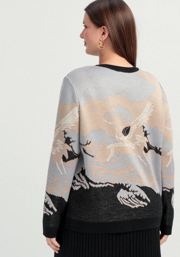 Джемпер с рисунком Журавль шир.  750, рис. 3