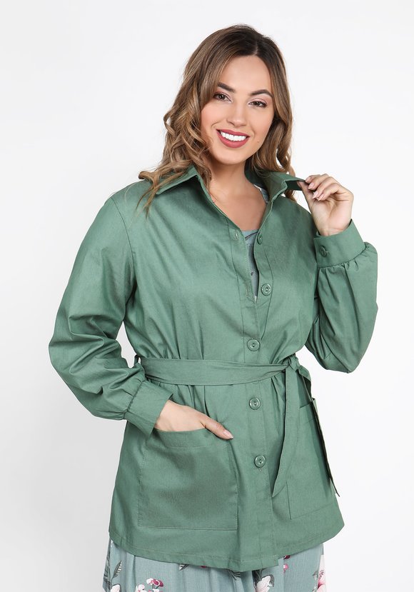 Жакет с поясом на пуговицах шир.  580, рис. 10