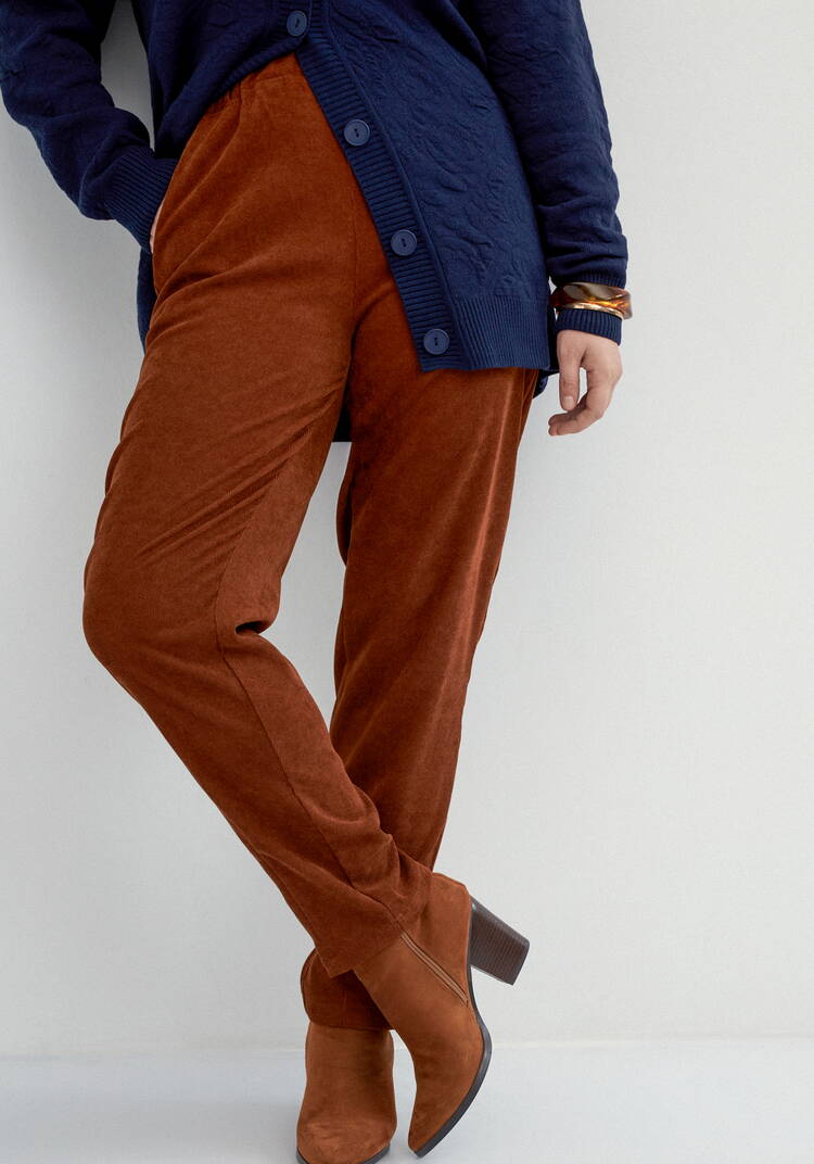 Брюки из микровельвета с комфортным поясом шир.  750, рис. 46